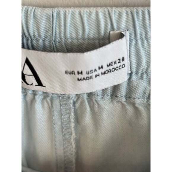 Zara Womens High Waisted Wide Leg Loose Trouser Flowy Pants Light Blue Sz M - Picture 8 of 9